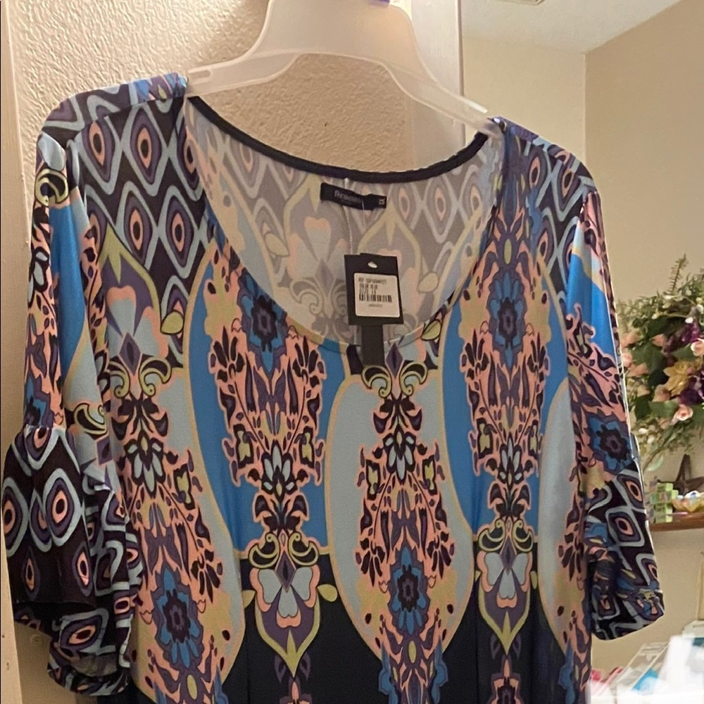 Long maxi dress by Reborn 1X, knit border print